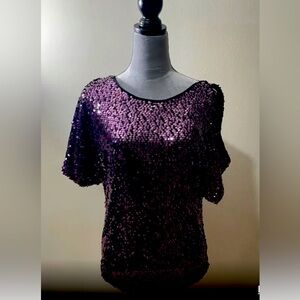 Adrianna Papell Evening Essentials Sequin Top Cold Shoulder Style PM